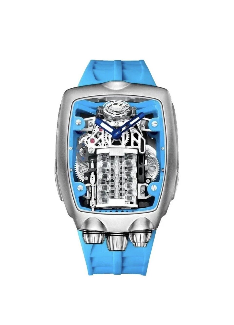 OBLVLO Bugatti Style Luxury Watch Design Automatic Waterproof Mechanic Blue Mens